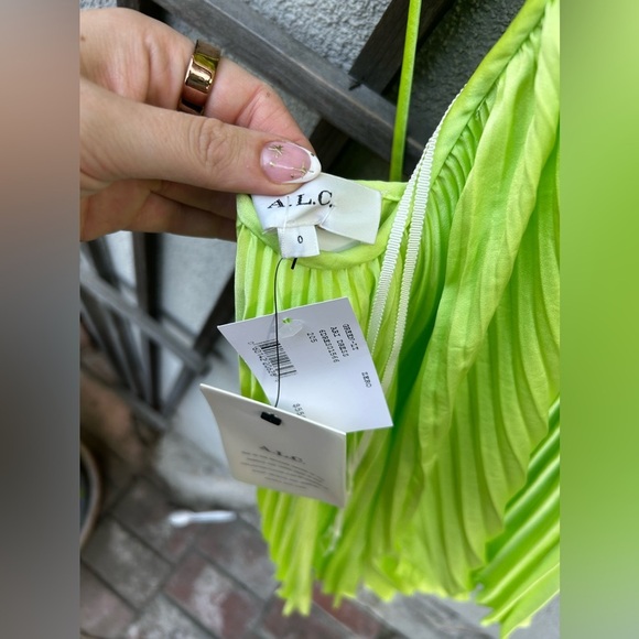 A.L.C. Ari Pleated Satin Mini Dress Green in Size 0 New with Tags! - Picture 13 of 13